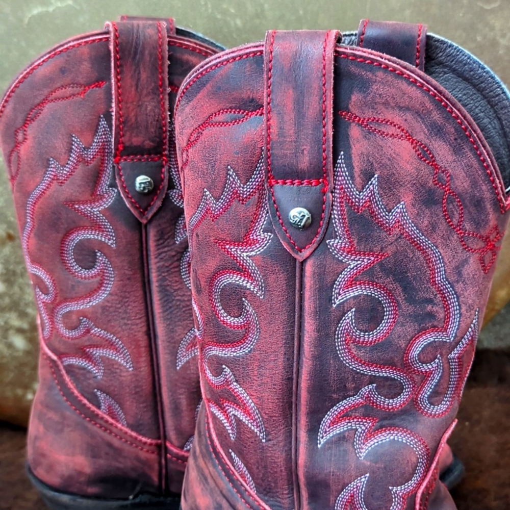 LIBERTY BLACK LB711219C Sienna classic snip toe cowgirl boot Vintage Rojo Red 7 - Picture 10 of 16